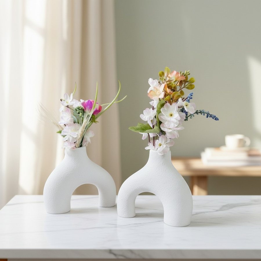 Dupla de vasos brancos modernos